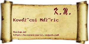 Kovácsi Móric névjegykártya